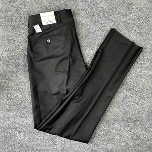 NWT Samuelsohn 33x37 Black Solid Super‎ 110s Wool Pleated Mens Dress Pants